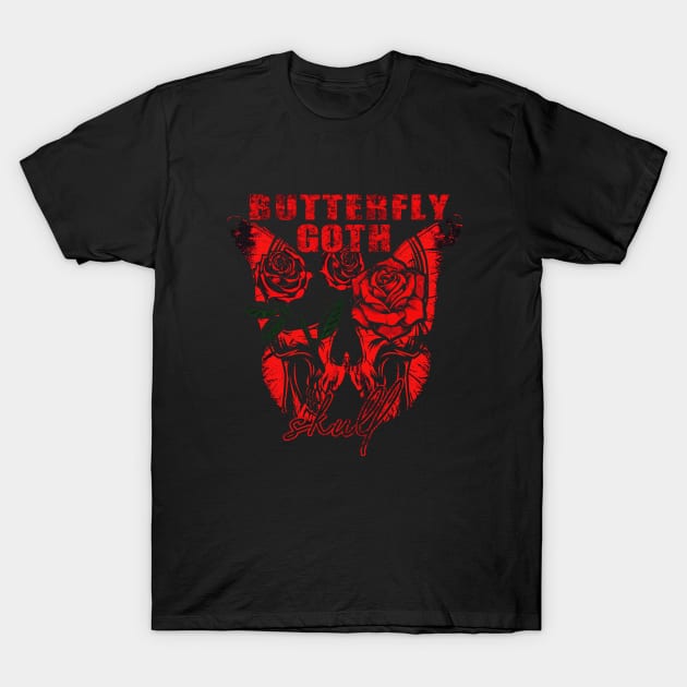 skull butterfly goth style T-Shirt by nowsadmahi